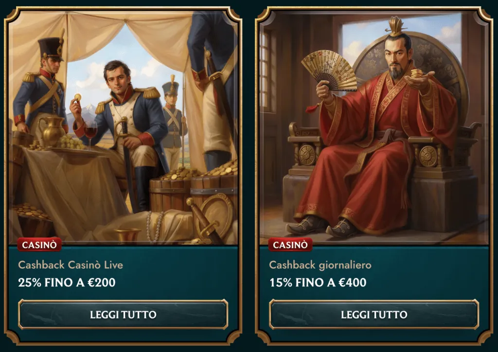 Cashback, ricariche e VIP MyEmpire Casino